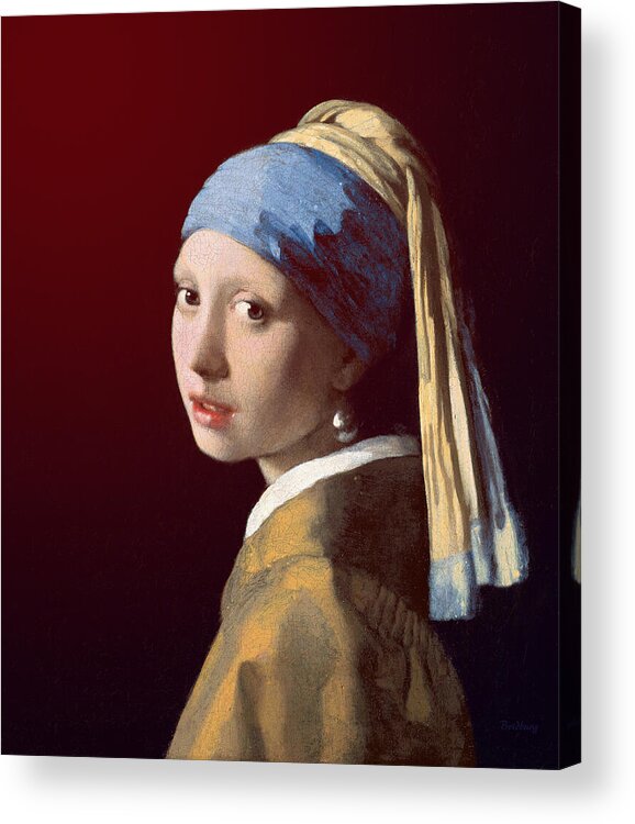 Johannes Vermeer Painting Acrylic Print featuring the painting Young Lady by David Bridburg