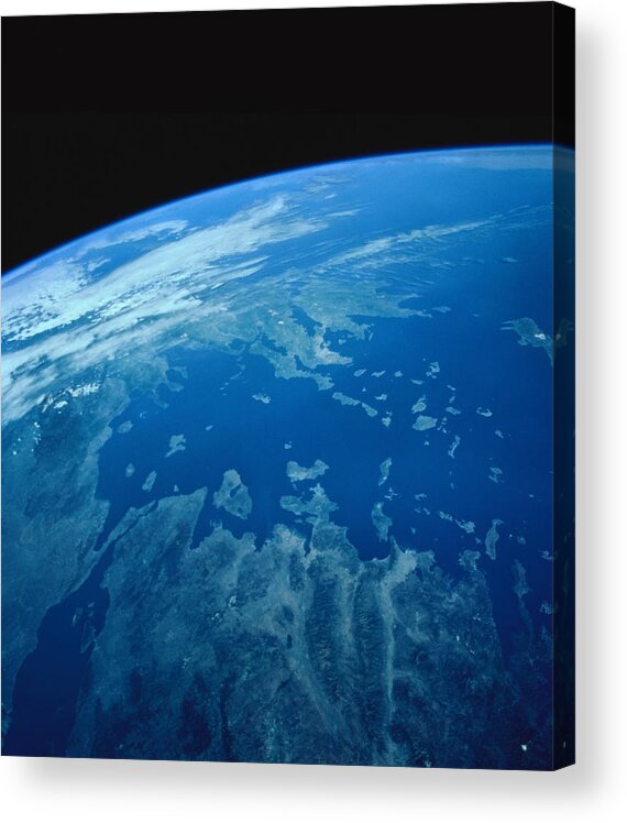 Vertical Acrylic Print featuring the photograph Earth Viewed From A Satellite #5 by Stockbyte