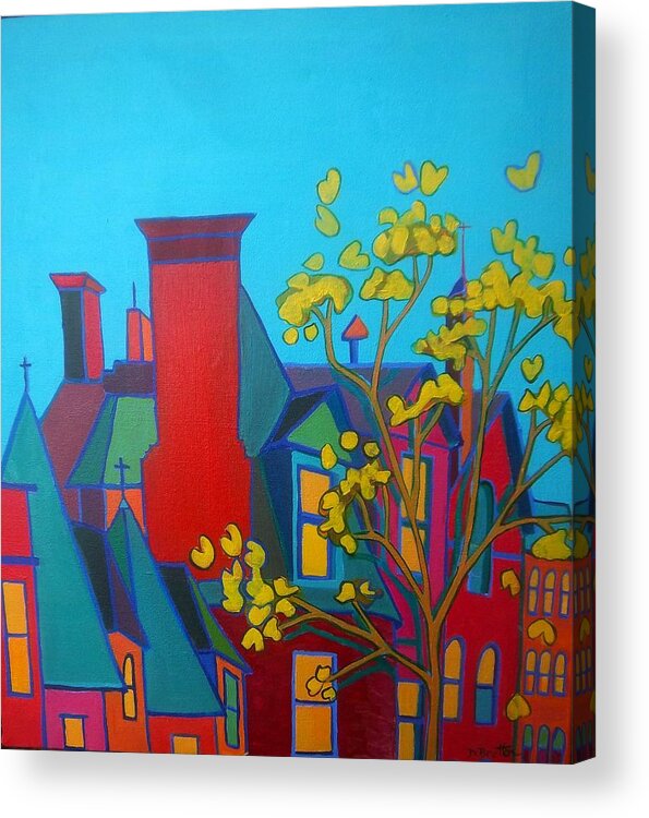 Landscape Acrylic Print featuring the painting Autumn Back Bay by Debra Bretton Robinson