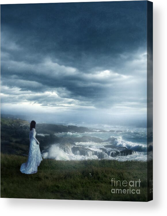 Woman Acrylic Print featuring the photograph By the Stormy Sea by Jill Battaglia