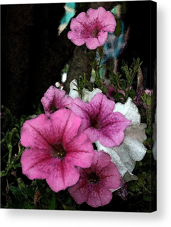 Flower Acrylic Print featuring the painting California Petunias by Karen Harrison Brown