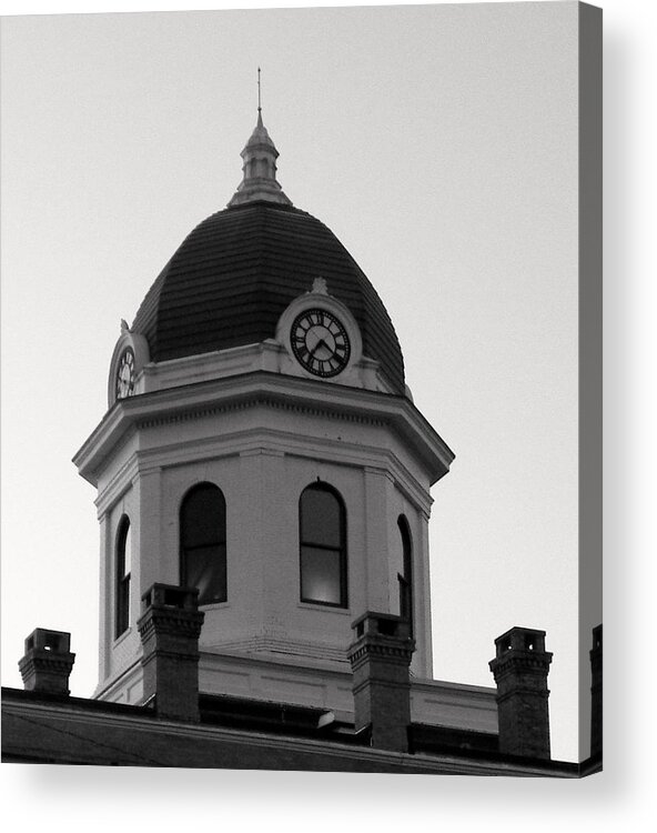 Clock Acrylic Print featuring the photograph Clock Tower IV BW by Sheri McLeroy