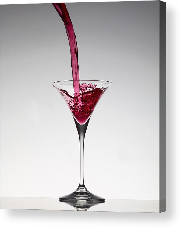 Vertical Acrylic Print featuring the photograph Cocktail Pouring Into Martini Glass by Walter Zerla