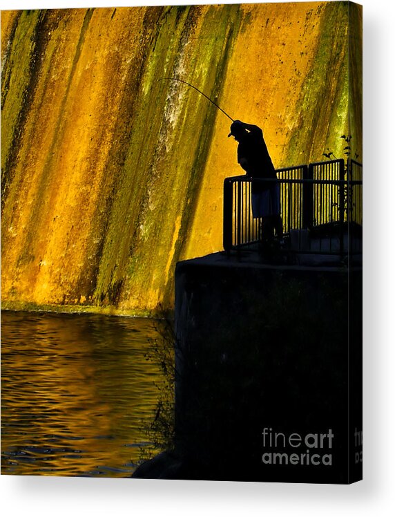 Dam Acrylic Print featuring the photograph Fishing The Dam by Terry Doyle