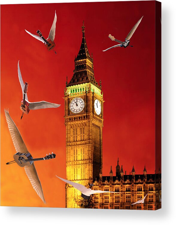 Landing In London Acrylic Print featuring the digital art Landing In London Rocks by Eric Kempson