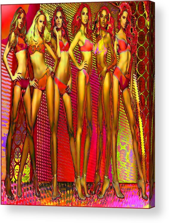 Long Legged Blonds And Redheads Acrylic Print featuring the digital art Long legged blonds and redheads by Rod Saavedra-Ferrere