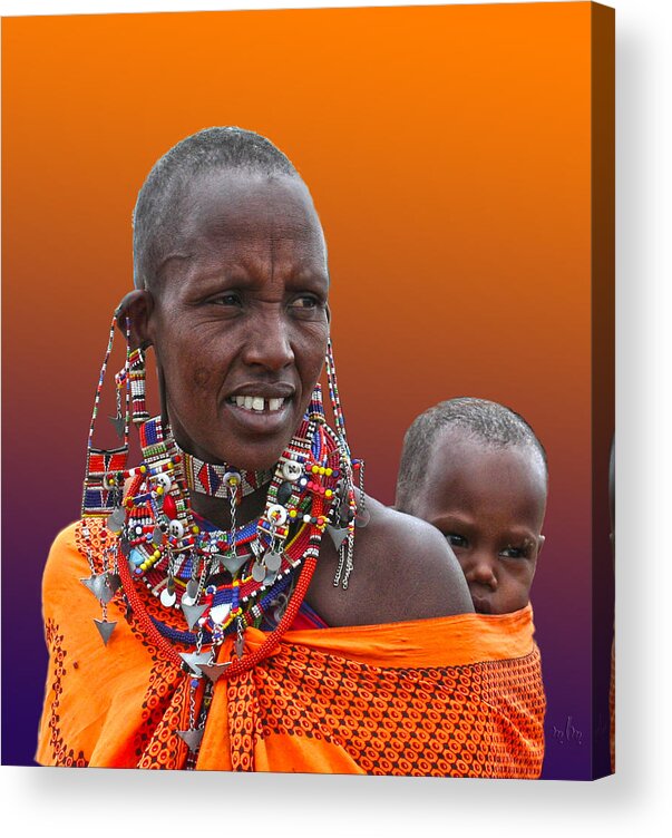 Travel Acrylic Print featuring the photograph Masai Mother and Child by Marie Morrisroe