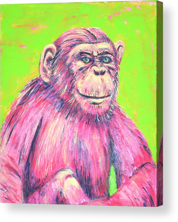 Monkey Acrylic Print featuring the painting Pink Monkey by Suzan Sommers
