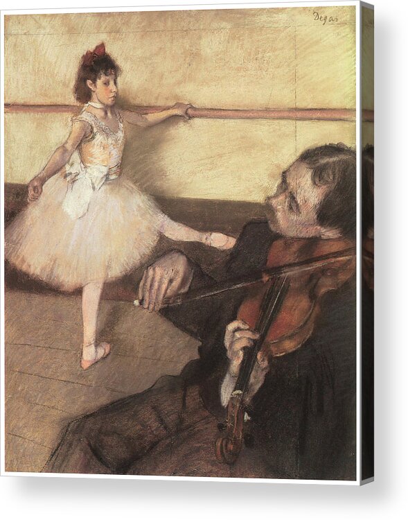 Portriat Of A Dancer At Her Lesson Acrylic Print featuring the painting Portrait of a Dancer at her Lesson by Edgar Degas