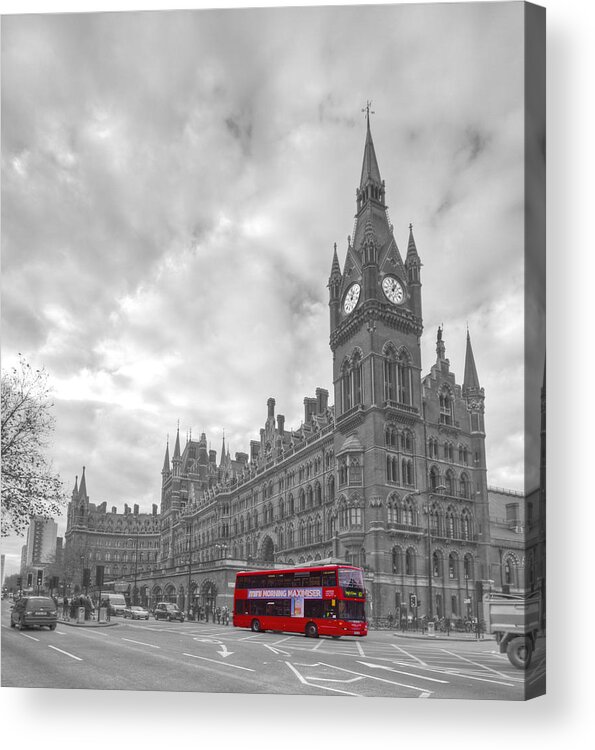 St Pancras Acrylic Print featuring the photograph St Pancras Station BW by David French