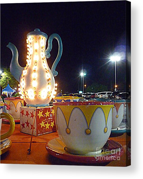 Tea Acrylic Print featuring the photograph Tea Pot and Cups Ride by Renee Trenholm
