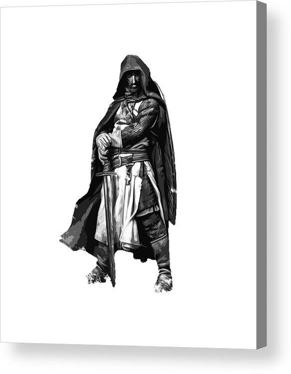 Medieval Acrylic Print featuring the painting Templar Medieval Warrior #1 by AM FineArtPrints