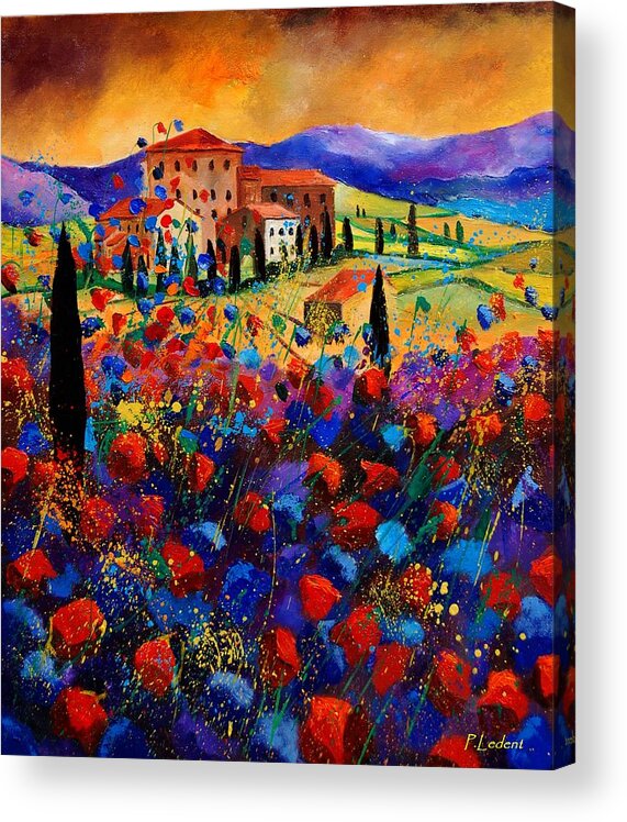 Flowers Acrylic Print featuring the painting Tuscany poppies by Pol Ledent