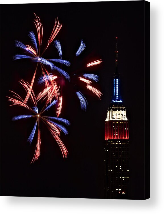 Empire State Building Acrylic Print featuring the photograph Red White and Blue #2 by Susan Candelario