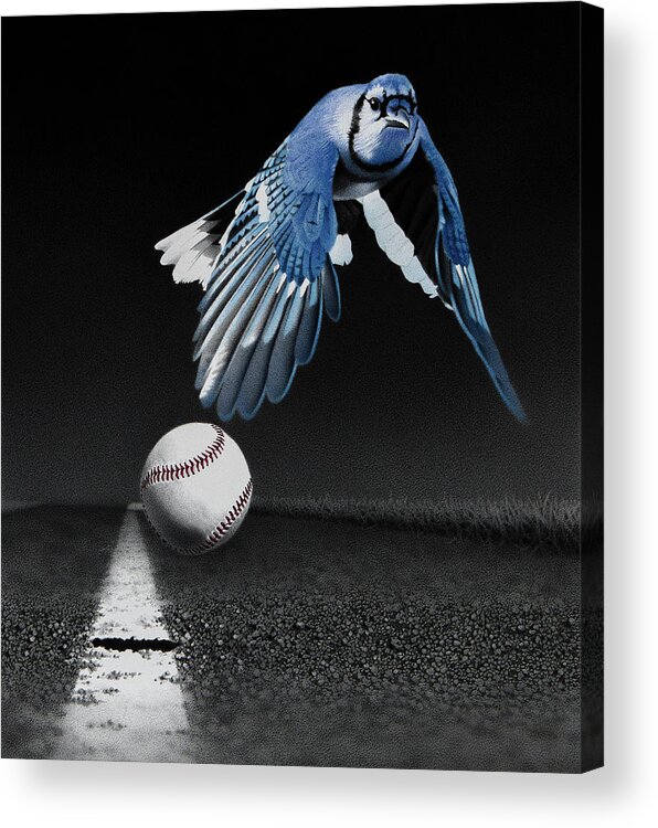 Blue Acrylic Print featuring the drawing 3rd Inning - Fair Ball by Stirring Images