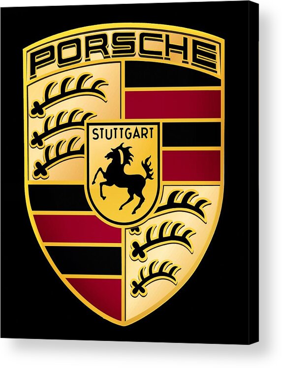 Porsche Logo Acrylic Print featuring the digital art Porsche Logo by Max Dedrick