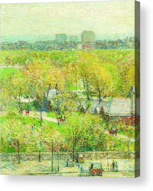 Across The Park Acrylic Print featuring the painting Across the Park by Childe Hassam