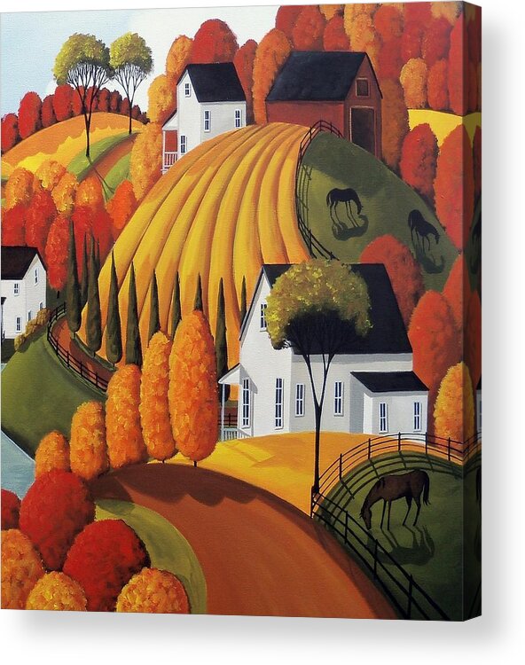 Landscape Acrylic Print featuring the painting Autumn Glory - country modern landscape by Debbie Criswell