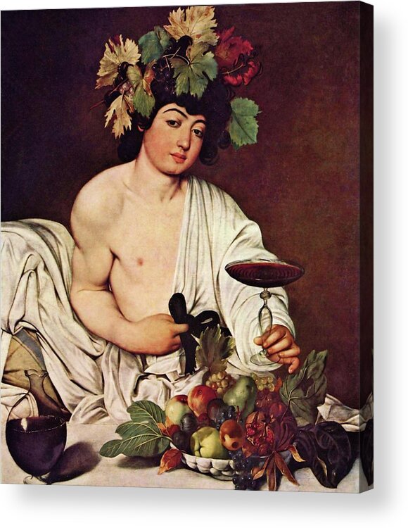 Bacchus Acrylic Print featuring the painting Bacchus by Michelangelo Caravaggio