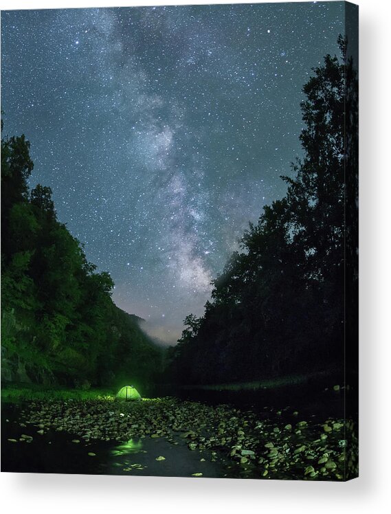 Buffalo River Acrylic Print featuring the photograph Buffalo River with Milky Way by Hal Mitzenmacher