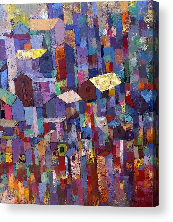 African Painters Acrylic Print featuring the painting City Scape 1 by Ronex Ahimbisibwe