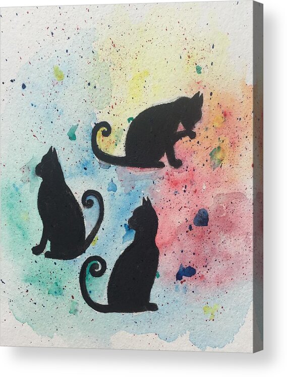 Cat Acrylic Print featuring the painting Curly Tails by Vikki Angel