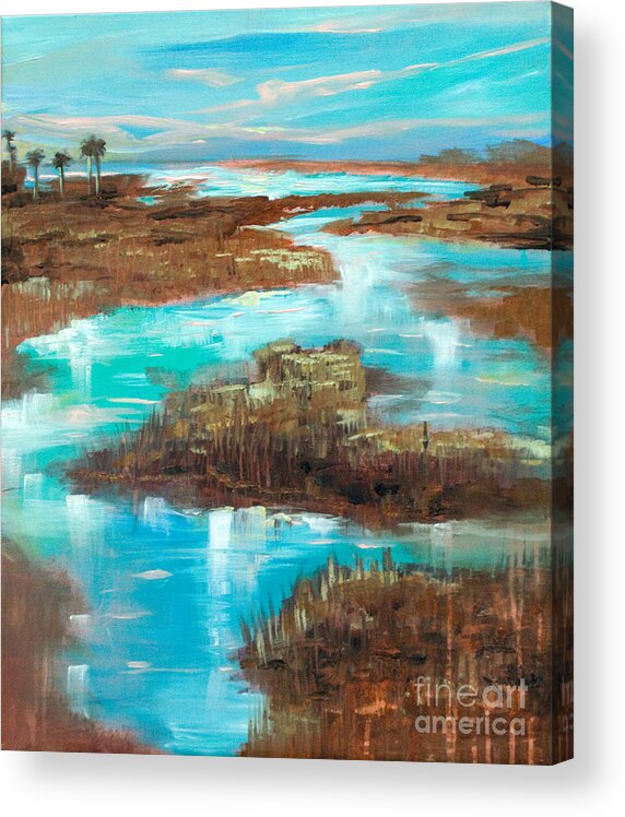 Southern Landscape Acrylic Print featuring the painting A Few Palms by Linda Olsen
