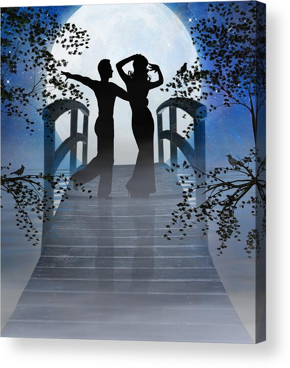 Silhouettes Acrylic Print featuring the digital art Dancing in the Moonlight by Nina Bradica