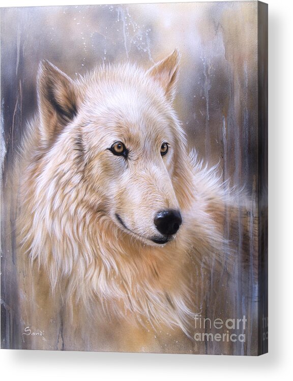 Wolf Arctic Acrylic Print featuring the painting Dreamscape - Wolf II by Sandi Baker