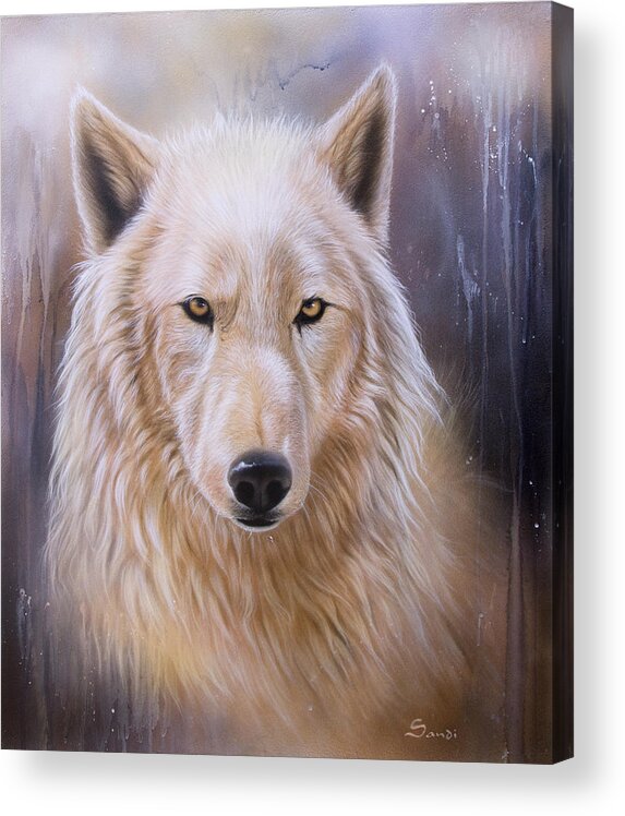 Wildlife Acrylic Print featuring the painting Dreamscape Wolf III by Sandi Baker