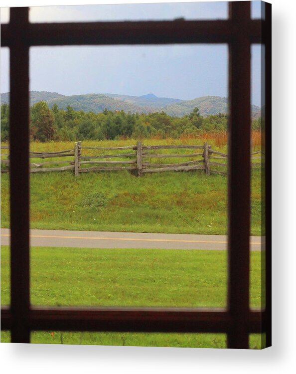 Nature Acrylic Print featuring the photograph Fall Mountains Through The Window by Cathy Lindsey