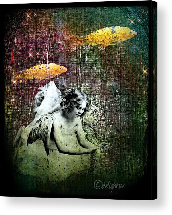 Goldfish Acrylic Print featuring the digital art Fishes Wings by Delight Worthyn