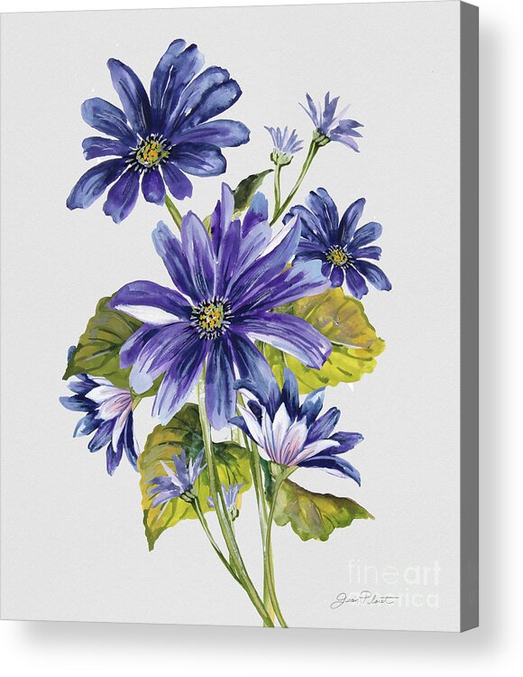 Watercolor Painting Acrylic Print featuring the painting Floral Botanicals-JP3781 by Jean Plout