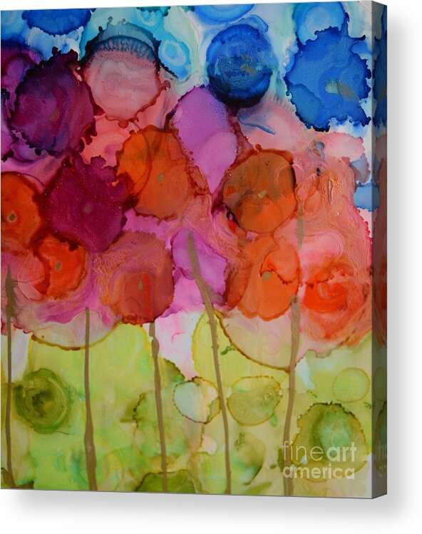 Abstract Acrylic Print featuring the painting Floral Orange by Beth Kluth