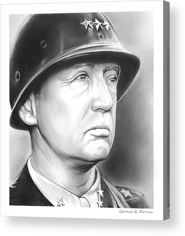 George S. Patton Acrylic Print featuring the drawing General Patton by Greg Joens