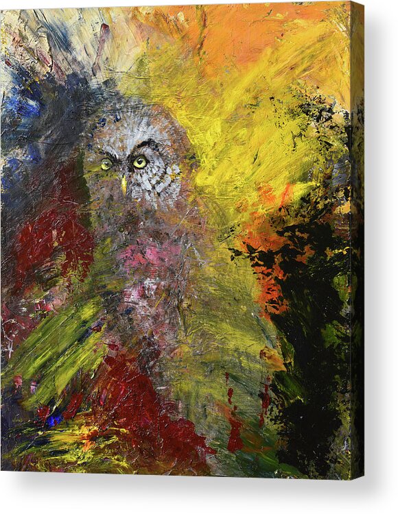 Grey Owl Acrylic Print featuring the painting Great Grey Owl by Sean Seal