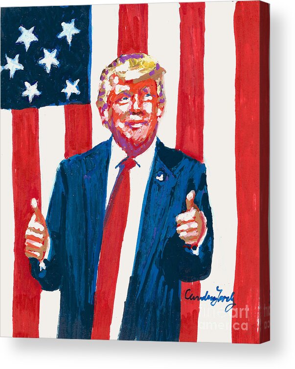 President Donald Trump Acrylic Print featuring the painting Happy Birthday President Trump by Candace Lovely