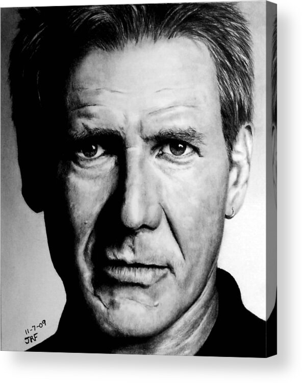 Harrison Ford Acrylic Print featuring the drawing Harrison Ford by Rick Fortson