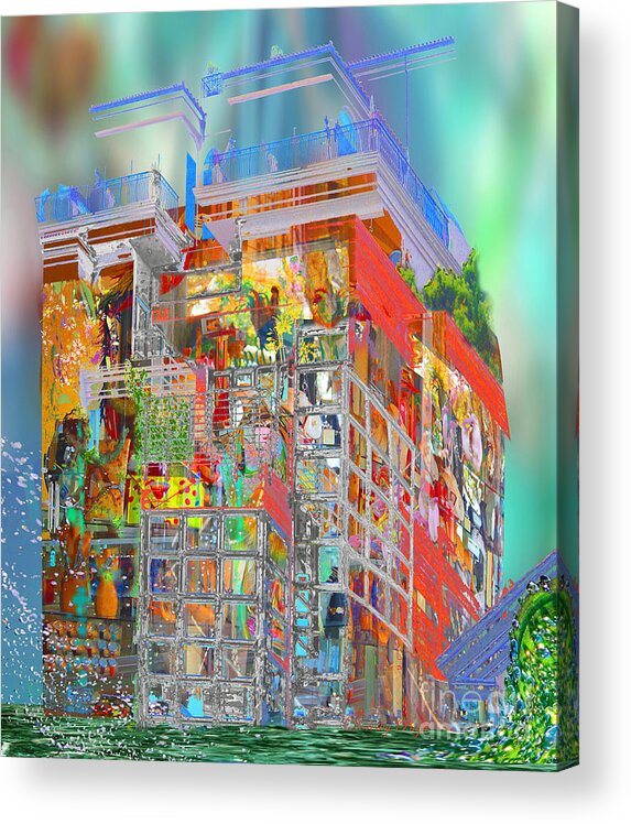 Surrealistic Acrylic Print featuring the digital art House of dreams by Dorothy Pugh