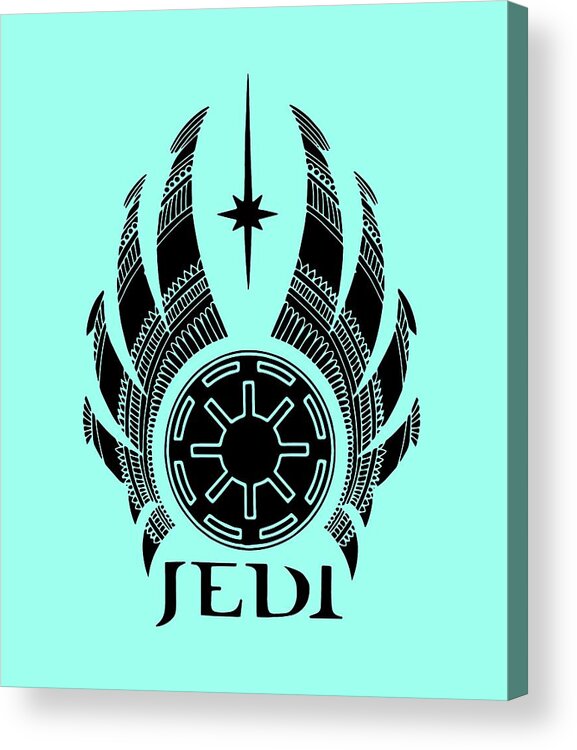 Jedi Acrylic Print featuring the mixed media Jedi Symbol - Star Wars Art, Teal by Studio Grafiikka