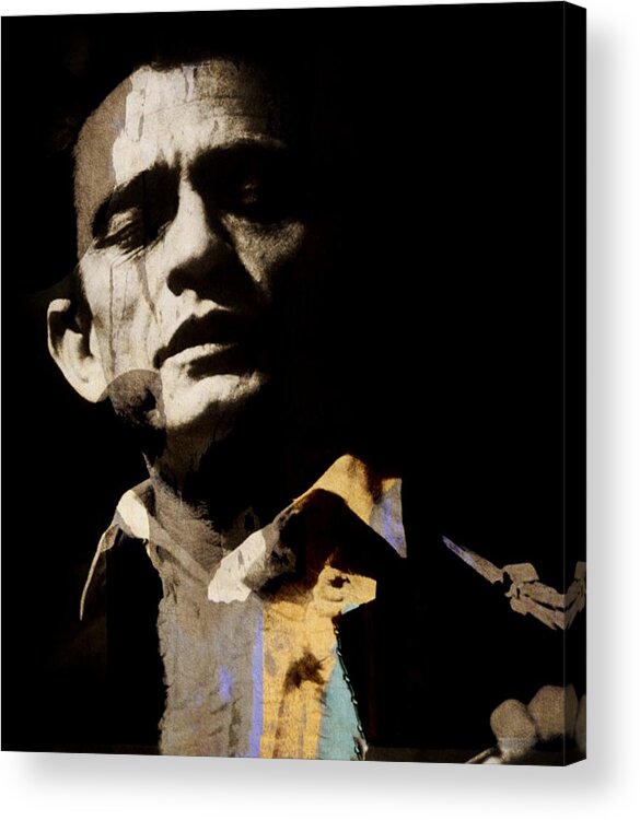 Johnny Cash Acrylic Print featuring the digital art Johnny Cash - I Walk The Line by Paul Lovering