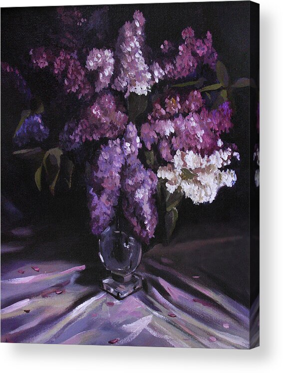 Floral Acrylic Print featuring the painting Lilacs by Nancy Griswold