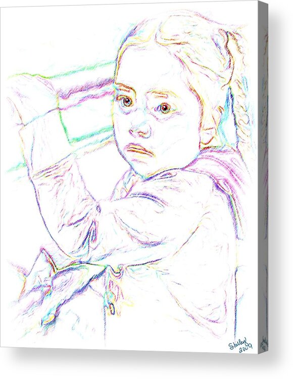 Child Acrylic Print featuring the drawing Little Princess by Shelley Bain