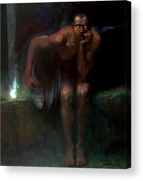 Lucifer Acrylic Print featuring the painting Lucifer by Franz von Stuck