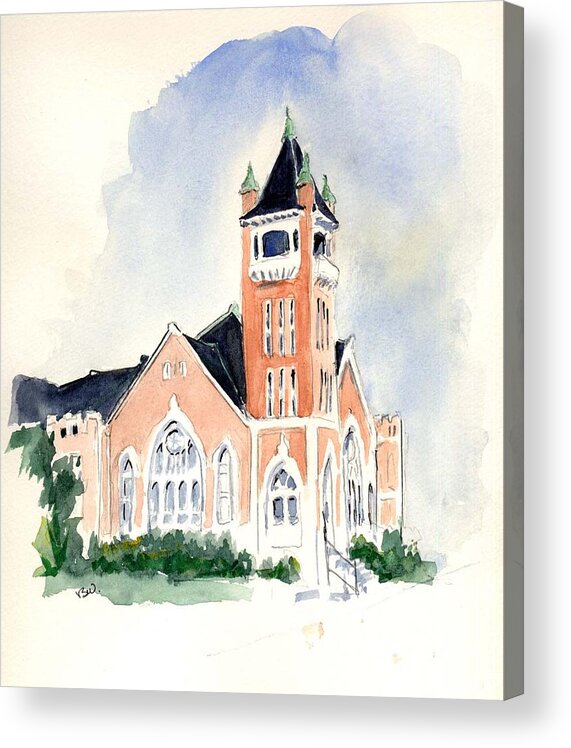 Churches Acrylic Print featuring the painting Main Street Methodist Church by Bobby Walters