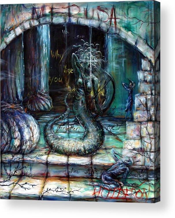 Medusa Acrylic Print featuring the painting Medusa by Heather Calderon