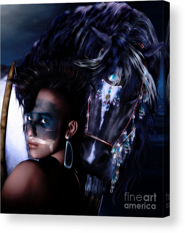 Native American Acrylic Print featuring the digital art Midnight Ride by Shanina Conway