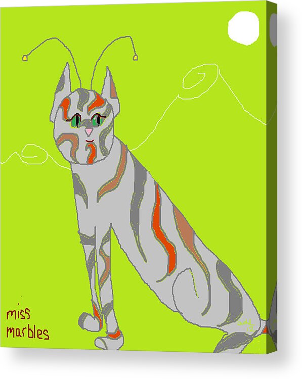 Miss Marbles My Favorite Martian Acrylic Print featuring the digital art Miss Marbles My Favorite Martian by Anita Dale Livaditis