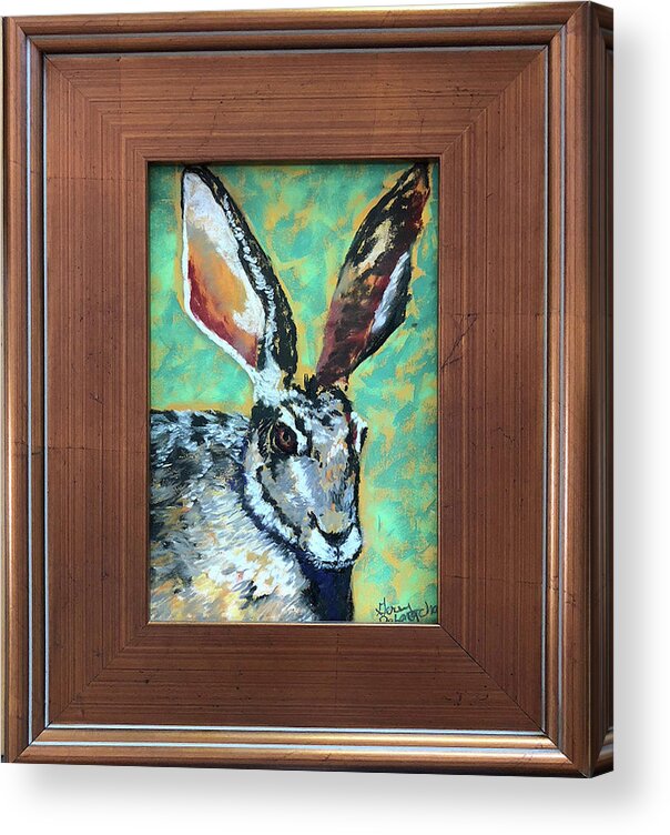 Original Acrylic Print featuring the pastel Mr. Rabbit by Gerry Delongchamp