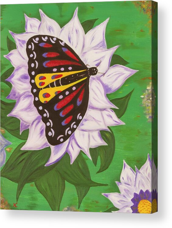 Nature Acrylic Print featuring the painting Nectar of Life - Butterfly by Neslihan Ergul Colley